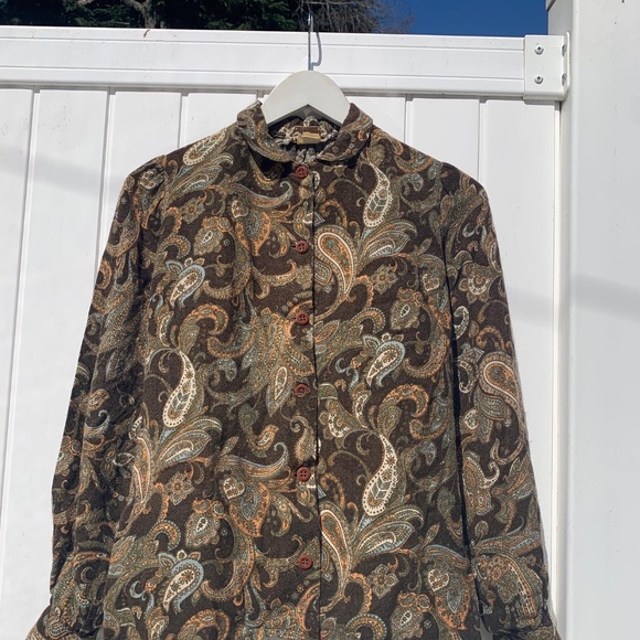 Vintage paisley button down blouse top XS - Picture 1 of 6